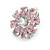 Pink/Clear Cz Flower Clip On Earrings in Silver Tone - 17mm Diameter - view 5