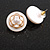 Retro Round Button Shape with Rose Flower Motif Stud Earrings in White - 25mm D - view 5