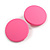 35mm D/ Pink Acrylic Coin Round Stud Earrings in Matt Finish