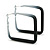 45mm D/ Slim Black/White Square Hoop Earrings in Matt Finish - Large Size