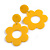 Yellow Acrylic Open Cut Flower Drop Earrings - 55mm Long