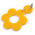 Yellow Acrylic Open Cut Flower Drop Earrings - 55mm Long - view 6