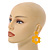 Yellow Acrylic Open Cut Flower Drop Earrings - 55mm Long - view 3
