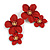 Red Double Flower Drop Earrings in Matt Finish - 50mm Long - view 2