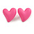 Pink Acrylic Heart Stud Earrings (one-sided design) - 25mm Tall