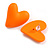 Neon Orange Acrylic Heart Stud Earrings (one-sided design) - 25mm Tall - view 2