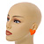 Neon Orange Acrylic Heart Stud Earrings (one-sided design) - 25mm Tall - view 3
