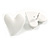 White Acrylic Heart Stud Earrings (one-sided design) - 25mm Tall - view 7