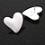 White Acrylic Heart Stud Earrings (one-sided design) - 25mm Tall - view 3