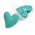 Mint Green Acrylic Heart Stud Earrings (one-sided design) - 25mm Tall - view 6
