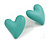 Mint Green Acrylic Heart Stud Earrings (one-sided design) - 25mm Tall - view 7