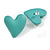 Mint Green Acrylic Heart Stud Earrings (one-sided design) - 25mm Tall - view 2