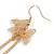 Gold Tone Double Butterfly Chain Lightweight Dangle Earrings - 85mm Long - view 4