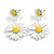 Matt White/Yellow Daisy Flower Drop Earrings - 40mm L