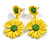 Matt Yellow/Green Daisy Flower Drop Earrings - 40mm L
