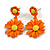 Matt Orange/Yellow Daisy Flower Drop Earrings - 40mm L