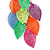 Multicoloured Enamel Multi Leaf Dangle Earrings - 75mm Drop - view 4