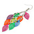 Multicoloured Enamel Multi Leaf Dangle Earrings - 75mm Drop - view 5