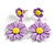 Matt Lavender/Yellow Daisy Flower Drop Earrings - 40mm L