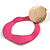 Off Round Textured Curvy Hoop Earrings in Gold Tone (Hot Pink Matt Finish) - 50mm Long - view 4