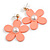 Coral Acrylic Flower Drop Large Earrings - 55mm L - view 5