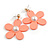 Coral Acrylic Flower Drop Large Earrings - 55mm L - view 2