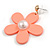Coral Acrylic Flower Drop Large Earrings - 55mm L - view 6