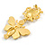 Statement Crystal Butterfly Drop Earrings in Bright Gold Tone - 65mm Long - view 7