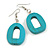 Turquoise Wood O-Shape Drop Earrings - 55mm L