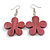 Pink Wood Flower Drop Earrings - 60mm L - view 4