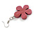 Pink Wood Flower Drop Earrings - 60mm L - view 5