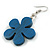 Blue Wood Flower Drop Earrings - 60mm L - view 5