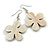 White Wood Flower Drop Earrings - 60mm L