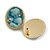 Oval Teal Blue Acrylic Crystal Cameo Stud Earrings in Gold Tone - 25mm Tall - view 6