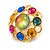 Multicoloured Glass Bead Round Stud Earrings in Gold Tone - 30mm D - view 5