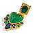 Statement Acrylic/Crystal Heart Drop Earrings in Gold Tone (Green/Blue/Purple Colours) - 50mm Long - view 4