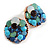 Multicoloured Crystal and Acrylic Bead Round Stud Earrings in Copper Tone - 22mm D - view 4