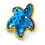 Large Blue Acrylic Starfish Clip On Earrings in Gold Tone - 35mm Across - view 4