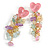 Romantic Pink Acrylic Heart with Glass Charm on Gold Chain Dangle Earrings (Multicoloured) - 75mm L - view 3