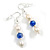 White Freshwater Pearl and Blue Glass Bead Drop Earrings with 925 Sterling Silver Hook - 50mm L - view 2