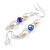 White Freshwater Pearl and Blue Glass Bead Drop Earrings with 925 Sterling Silver Hook - 50mm L - view 4