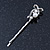 Pair Of Clear Crystal, Simulated Pearl Bow Hair Slides In Rhodium Plating - 55mm Length - view 7