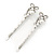 Pair Of Clear Crystal, Simulated Pearl Bow Hair Slides In Rhodium Plating - 55mm Length - view 3