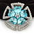 Large Layered Rhodium Plated Swarovski Crystal 'Flower' Pony Tail Black Hair Scrunchie - Light Blue/ Clear/ AB - view 2