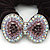 Large Rhodium Plated Crystal Bow Pony Tail Black Hair Scrunchie - Lilac/Clear - view 2
