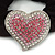 Rhodium Plated Swarovski Crystal Classic 'Heart' Pony Tail Black Hair Scrunchie - Clear/ Pink - view 2