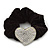 Rhodium Plated Swarovski Crystal Classic 'Heart' Pony Tail Black Hair Scrunchie - AB/ Clear