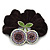 Rhodium Plated Swarovski Crystal 'Double Cherry' Pony Tail Black Hair Scrunchie - AB/ Amethyst