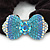 Rhodium Plated Swarovski Crystal 'Bow' Pony Tail Black Hair Scrunchie - Azure/ Blue/ AB - view 2