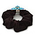Rhodium Plated Swarovski Crystal 'Bow' Pony Tail Black Hair Scrunchie - Azure/ Blue/ AB - view 4